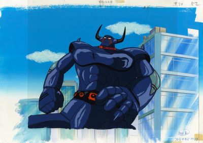 l'image d'une photo représentant un homme en costume bleu avec des cornes