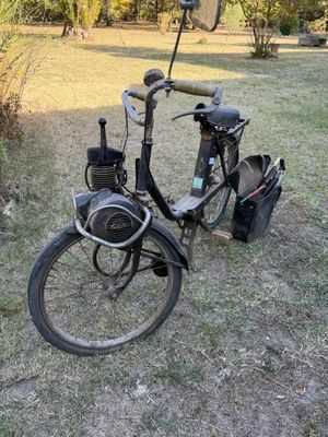 a bike that is parked in the grass near a tree