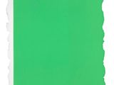a piece of green paper with torn edges on a white background