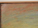 a painting on the wall of a room with a cat on it
