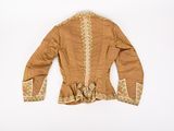 an image of a brown jacket on a white surface with a white background
