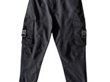 black cargo pants on a white background with a white background