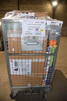 a cart that has a lot of boxes on top of it