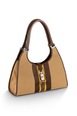 sac à main marron et marron avec des fermetures éclair sur le dessus