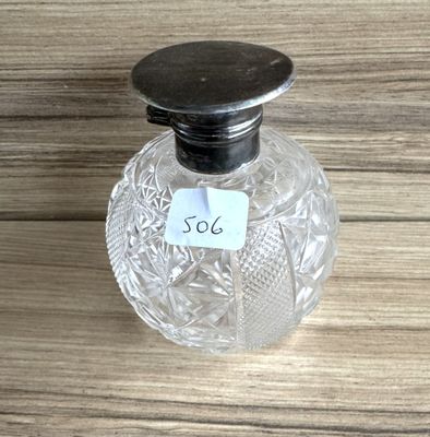 Flacon à Parfum en cristal et bouchon en argent H 11 cm