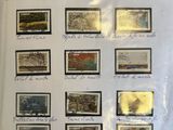 a picture of a collection of stamps on a sheet of paper