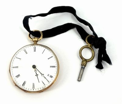 Montre de gousset, cadran émaillé blanc à chiffres romains, …