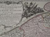 an old map of the country of france with a dragon on it