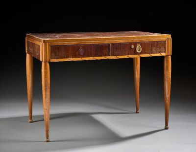 an image of a wooden table with a drawer on top of it