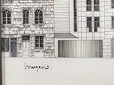 sketches of a drawing of a building with a clock on top of it