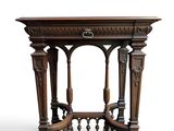 une image d'une table en bois sur fond blanc