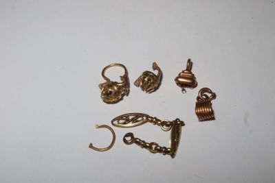 un petit assortiment de bijoux en or sur un fond blanc