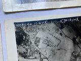 two old black and white photos of an aerial view of a city
