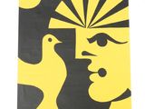 a picture of a yellow and black picture with a bird
