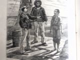 un vieux livre avec l'image d'un homme sur un bateau