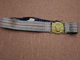 un gros plan d'une ceinture sur laquelle est accrochée une médaille en or
