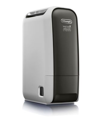 un gros plan d'un petit purificateur d'air posé sur une surface blanche