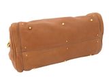 brown leather pencil case with rivets and gold studs