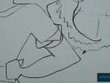drawing of a woman with a hat and a dress on