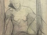 an image of a drawing of a woman sitting in front of a mirror