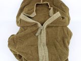 brown hoodedie with zippers and zippered hoodie on a white background