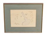 tableau représentant le visage d'une femme avec une cigarette à la bouche