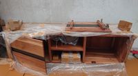 Meuble TV 2 portes CHENO en acacia naturel et gris - dimensi… (photo 3)