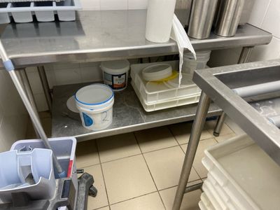 Table de travail professionnelle en inox à deux niveaux. - Photo 1