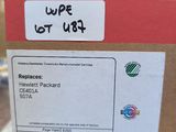 the box is full of a package with a sticker on it