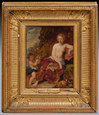 an image of a painting of a woman and child in a landscape