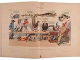 an open book with a picture of cats and dogs on it