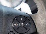 a close up of a steering wheel on a car