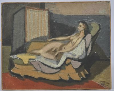 an image of a painting of a woman sitting in a chair
