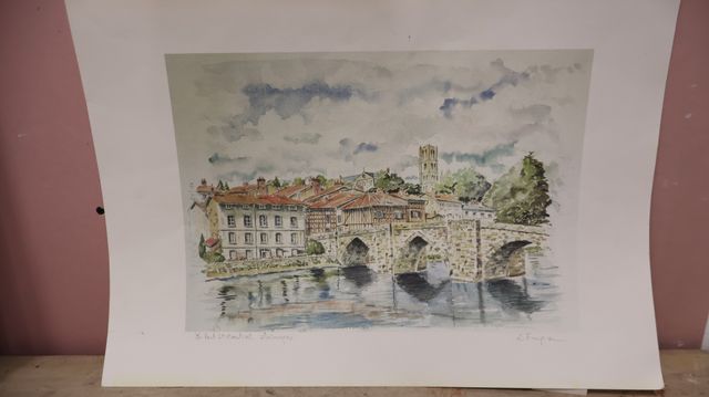 Lithographie de Frugier « le pont St Martial »