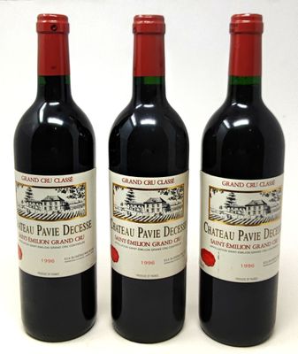 3 bouteilles Château PAVIE-DÉCESSE, Grand Cru St-Emilion 199…