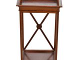 an image of a wooden table with a tray on top of it