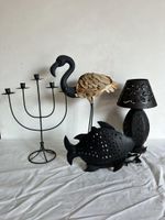 Lot de décorations en métal comprenant 1 lampe, 1 poisson en…