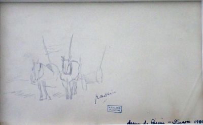 dessin représentant un homme à cheval, réalisé par un enfant