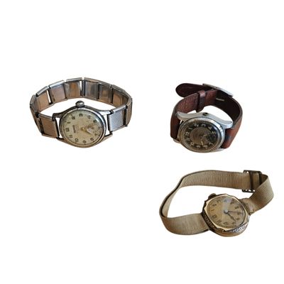 three different types of watches are displayed on a white surface