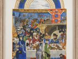 a painting of a group of people sitting around a table