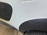 a close up of a car ' s front bumper with a cat on it