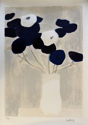 a picture of a painting of flowers in a vase