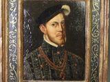 un vieux tableau représentant un homme barbu coiffé d'un chapeau
