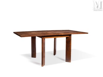 une image représentant une table en bois avec deux pieds et un plateau