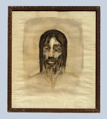 une image représentant un tableau d'un homme aux cheveux longs et à la barbe fournie