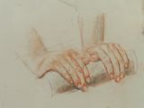 a drawing of a person ' s hands holding a piece of paper