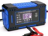 an image of a blue and black battery charger on a white background