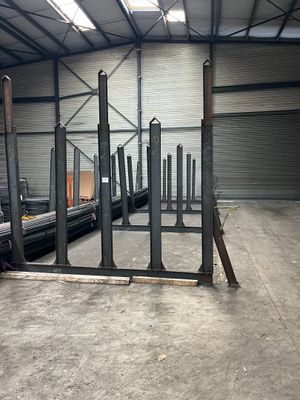 a room with a lot of steel poles in it