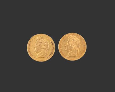 deux souverains d'or, dont l'un représente une tête et l'autre une couronne