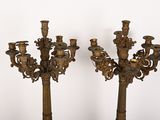 pair of antique brass candelabs on marble bases